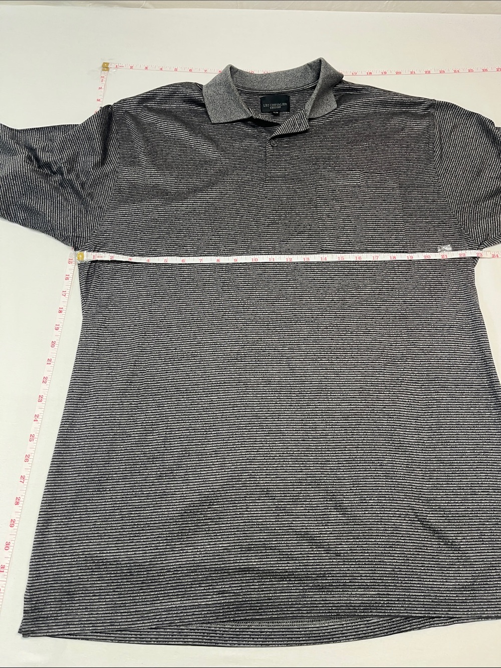 Men's medium Charcoal Micro-Stripe Polo golf, tennis activewear cotton 1377 - Picture 3 of 3